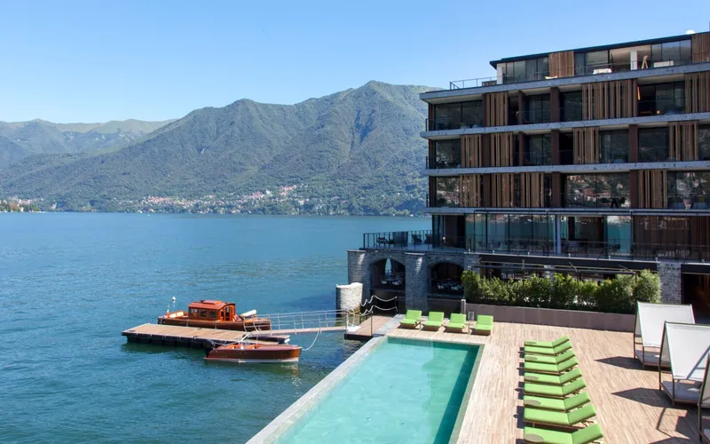 Il Sereno's modern terraces over Lake Como at Torno, a Lake Como hotel