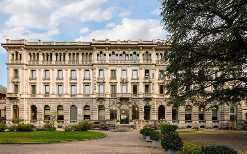 The lakeside entrance of the Palace Hotel in Como, a Lake Como hotel