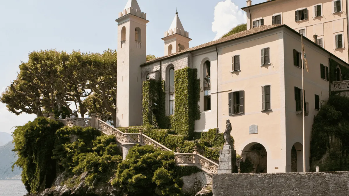 Public ferry approaching the Lenno pier below Villa del Balbianello on Lake Como